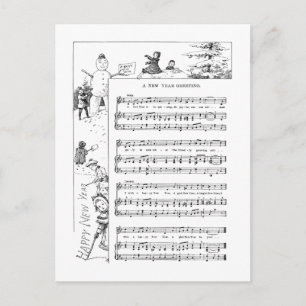 Kinderen die in het Lied van het Nieuwjaar van de Feestdagenkaart