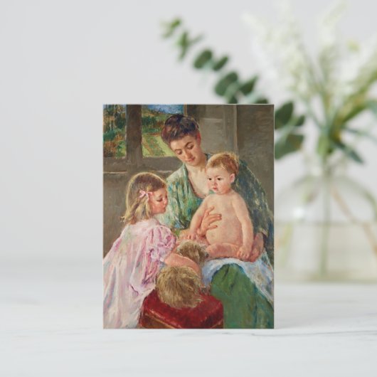 Kinderen die met een hond spelen van Mary Cassatt Briefkaart (Staand voorkant)
