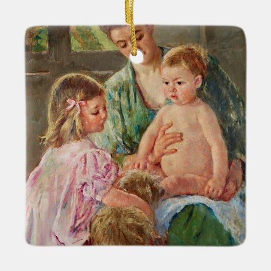 Kinderen die met een hond spelen van Mary Cassatt Keramisch Ornament (Voorkant)