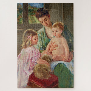 Kinderen die met een hond spelen van Mary Cassatt Legpuzzel