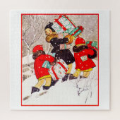 Kinderen die met kerstcadeautjes rondlopen in Sno Legpuzzel (Verticaal)