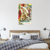 Kinderen die naar de Griekse kerstman lopen Canvas Afdruk (Insitu (Slaapkamer))