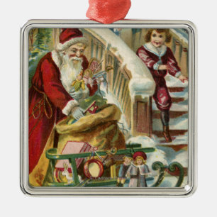 Kinderen die naar de Griekse kerstman lopen Metalen Ornament