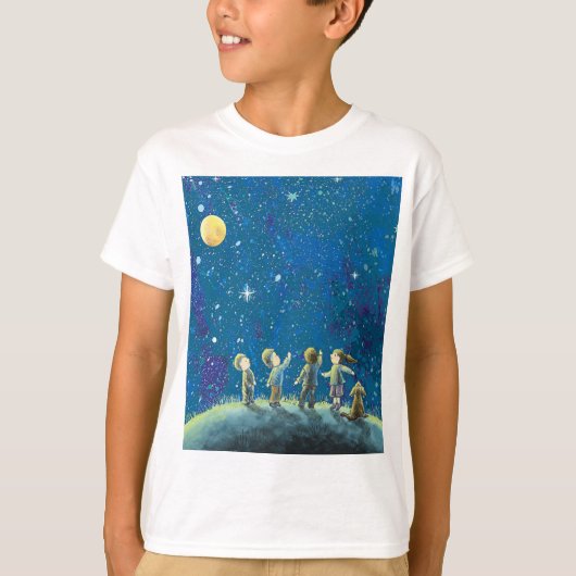 Kinderen die naar de T-Shirt van de Nachthemel kij (Voorkant)