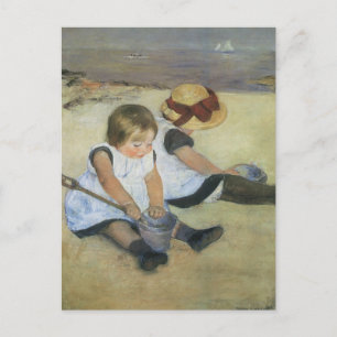Kinderen die op de strand spelen door Mary Cassatt Briefkaart