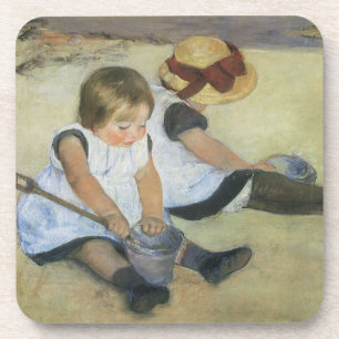 Kinderen die op de strand spelen door Mary Cassatt Onderzetter