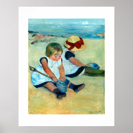 Kinderen die op de strand spelen door Mary Cassatt Poster (Voorkant)