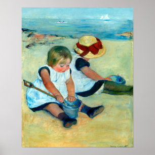 Kinderen die op de strand spelen door Mary Cassatt Poster