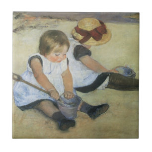 Kinderen die op de strand spelen door Mary Cassatt Tegeltje