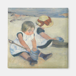 Kinderen die op het strand spelen, 1884 magneet