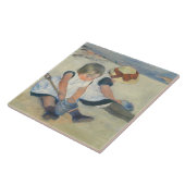 Kinderen die op het strand spelen, 1884 tegeltje (Zijkant)