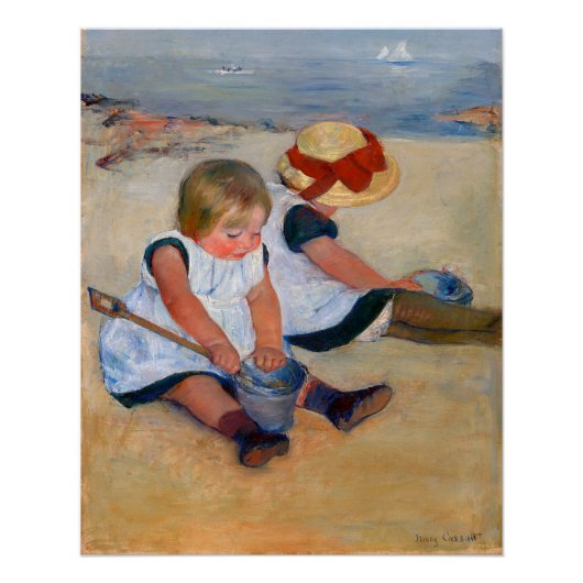 Kinderen die op het strand spelen perfect poster (Voorkant)