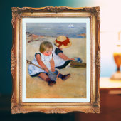 Kinderen die op het strand spelen perfect poster