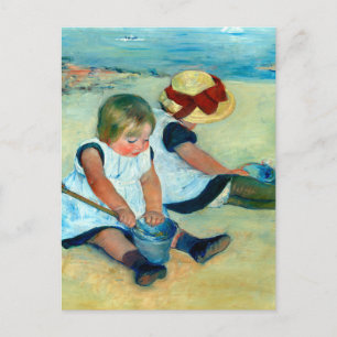 Kinderen die op het strand spelen van Mary Cassatt Briefkaart
