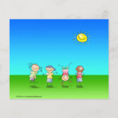 Kinderen die op zondag in de openlucht spelen flyer (Achterkant)