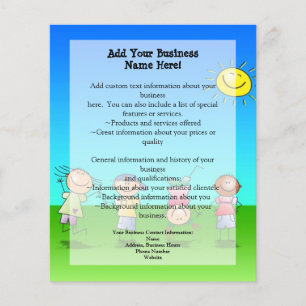 Kinderen die op zondag in de openlucht spelen flyer