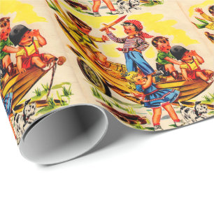 kinderen die piraat spelen cadeaupapier
