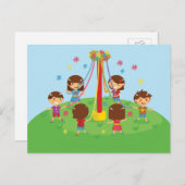 Kinderen die rond Maypole dansen Briefkaart (Voorkant / Achterkant)