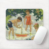  kinderen die Speelgoed zeilboten maken Muismat (Met muis)