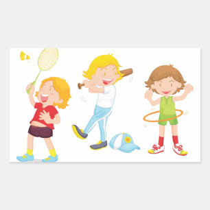Kinderen die sport Stickers spelen