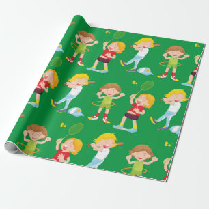 Kinderen die sporten Kinderactiviteit Cadeaupapier
