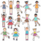 Kinderen die Stickers spelen (Voorkant)