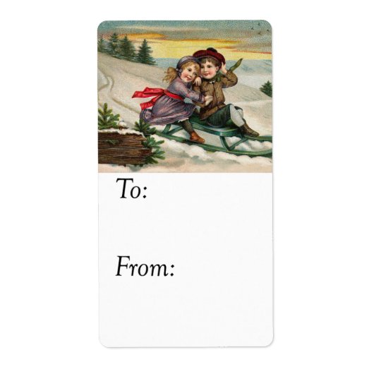 Kinderen die Vintage Gift Label slikken (Voorkant)