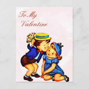 Kinderen die zoenen valentijnsdag valentine retro briefkaart