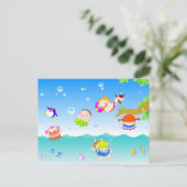 Kinderen die zwemmen briefkaart (Staand voorkant)