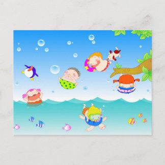 Kinderen die zwemmen briefkaart