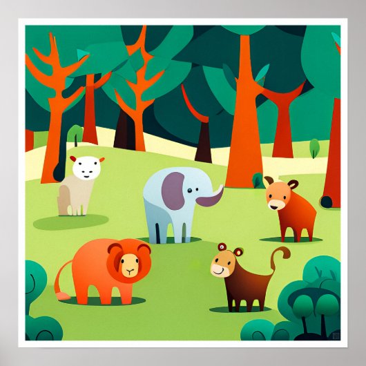 Kinderen Dieren Art Print (Voorkant)