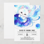 Kinderen Digitaal Kat Verjaardag Kaart (Voorkant / Achterkant)