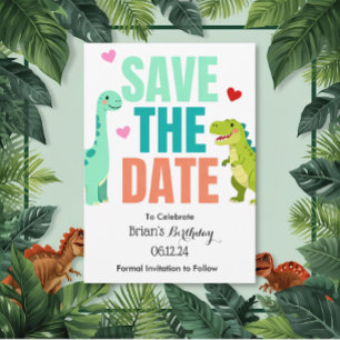 Kinderen Dino Verjaardagsfeestje Save The Date Kaart
