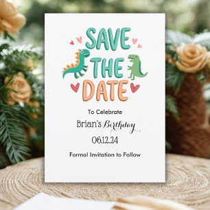 Kinderen Dino Verjaardagsfeestje Save The Date Kaart