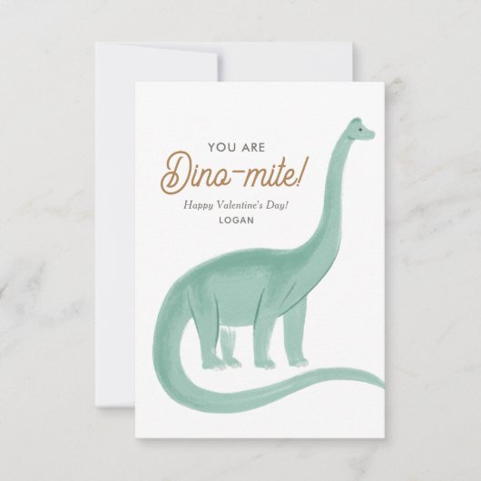 Kinderen Dinosaurus Dinomite Klas Valentijnsdag Notitiekaartje (Voorkant)