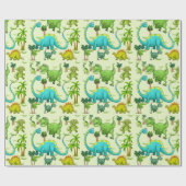 Kinderen Dinosaurus Pret Cadeaupapier (Vlak)