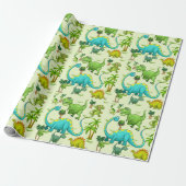 Kinderen Dinosaurus Pret Cadeaupapier (Uitgerold)