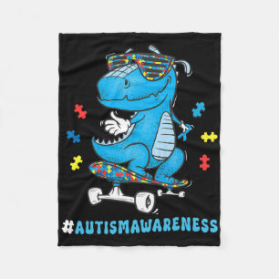 Kinderen Dinosaurus Skateboarden Autisme Bewustzij Fleece Deken