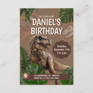 Kinderen Dinosaurus Thema Verjaardagsfeest Uitnodi Informatiekaartje