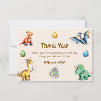 Kinderen Dinosaurus Verjaardag Dankjewelkaart Bedankkaart