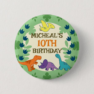 Kinderen Dinosaurus Verjaardag Ronde Button 5,7 Cm