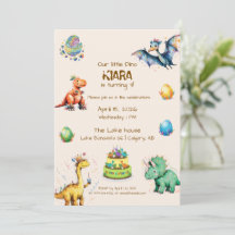 Kinderen Dinosaurus Verjaardagsfeest Aankondiging 