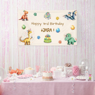 Kinderen Dinosaurus Verjaardagsfeest Banner
