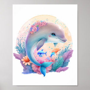 Kinderen Dolfijn Muurkunst Poster