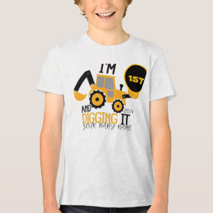 Kinderen Drie 3jr 3de verjaardag bouw jongen 1 jaa Tri-Blend Shirt