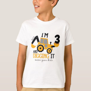 Kinderen Drie 3jr 3de Verjaardag Bouw Jongen 3 Jaa T-shirt