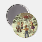 kinderen Een sneeuwman maken Magneet (Voorkant / Achterkant)