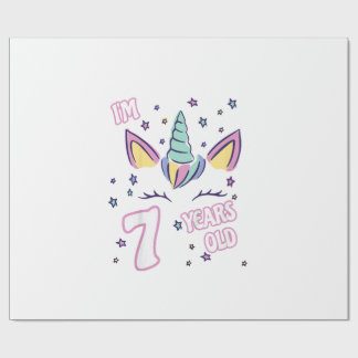 Kinderen Eenhoorn 7e verjaardag ik ben 7 jaar oud  Cadeaupapier