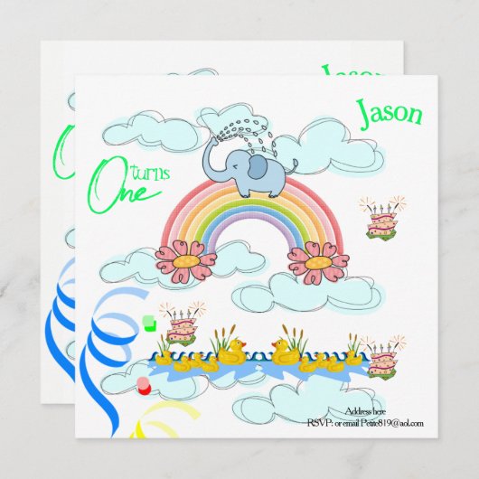 kinderen eerste baby verjaardagsuitnodiging kaart (Voorkant / Achterkant)