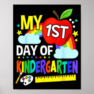 Kinderen eerste dag kleuterschool grappig kleurrij poster